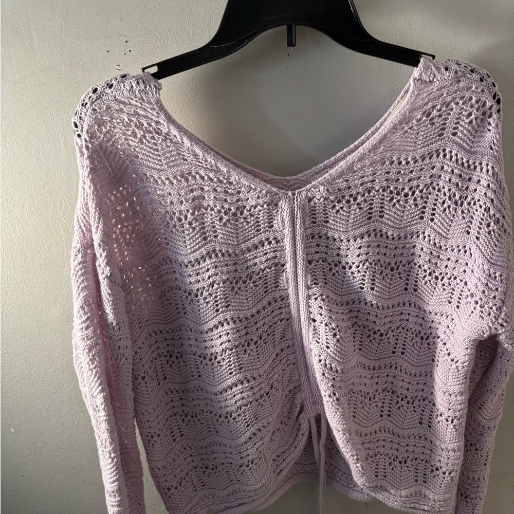Jessica Simpson Purple V-Neck Sweater with Intricate Knit